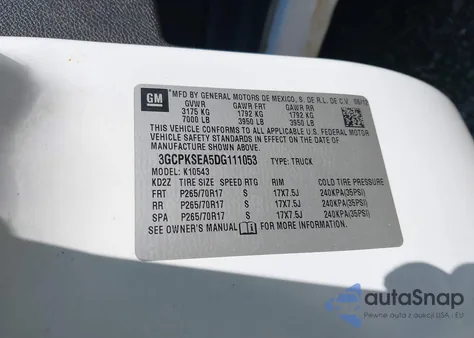 2013 Chevrolet Silverado 1500 Lt z USA, uszkodzony, nr VIN 3GCPKSEA5DG111053